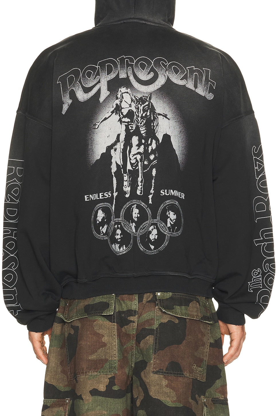 Represent x Beach Boys Endless Summer Zip Through Hoodie Stained Black - Im Your Wardrobe