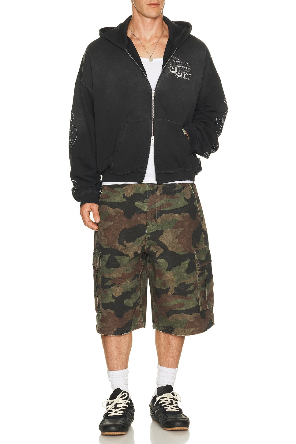 Represent x Beach Boys Endless Summer Zip Through Hoodie Stained Black - Im Your Wardrobe
