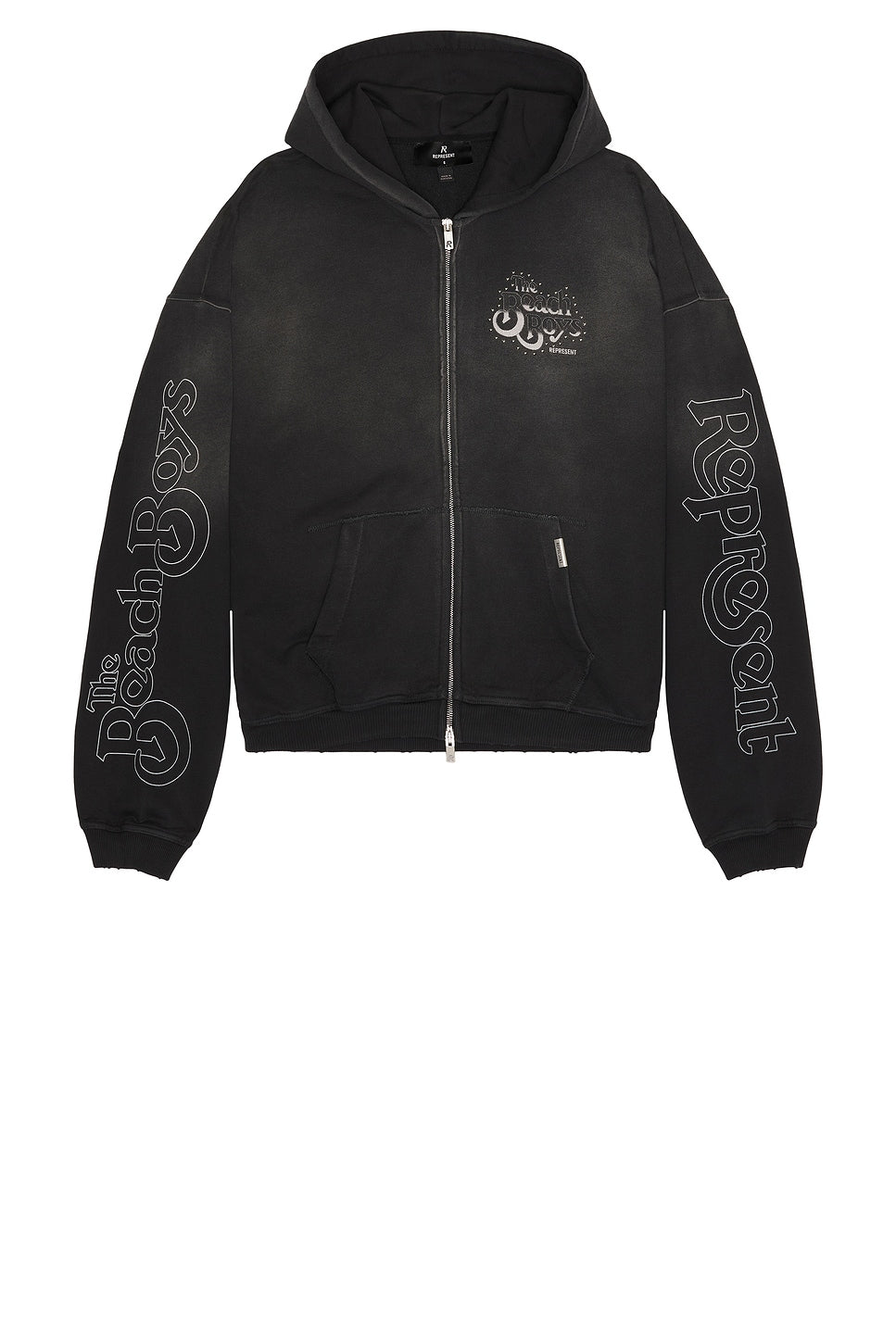 Represent x Beach Boys Endless Summer Zip Through Hoodie Stained Black - Im Your Wardrobe