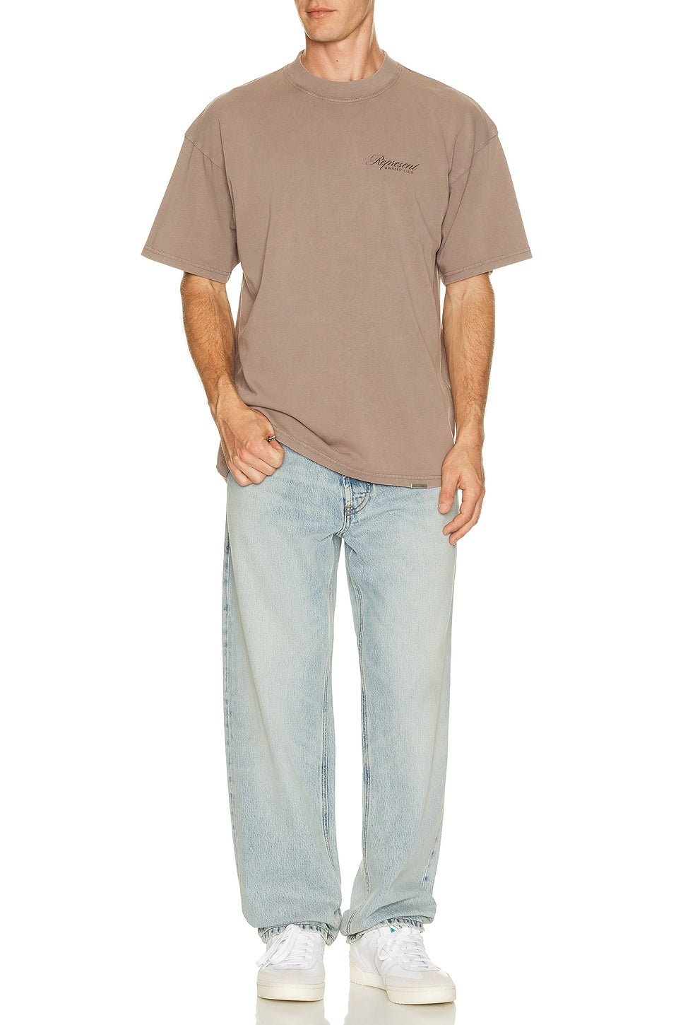 Represent Owners Club Script Tee Shirt Truffle - Im Your Wardrobe