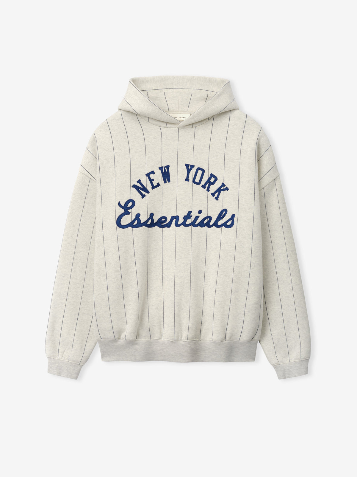 Fear of God Essentials Mets Sport Hoodie Oatmeal Heather W Dark Sapphire Pinstripes - Im Your Wardrobe