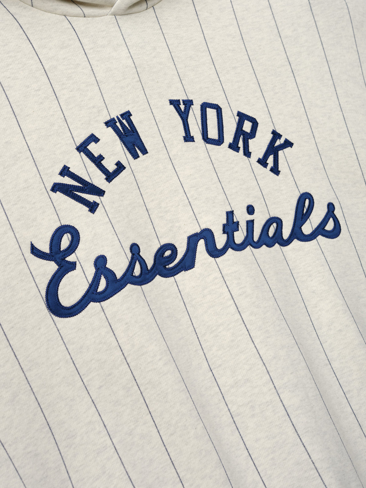 Fear of God Essentials Mets Sport Hoodie Oatmeal Heather W Dark Sapphire Pinstripes - Im Your Wardrobe