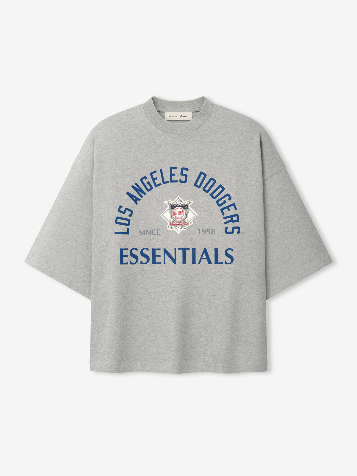 Fear of God Essentials Dodgers National League Merch Tee Concrete Heather - Im Your Wardrobe