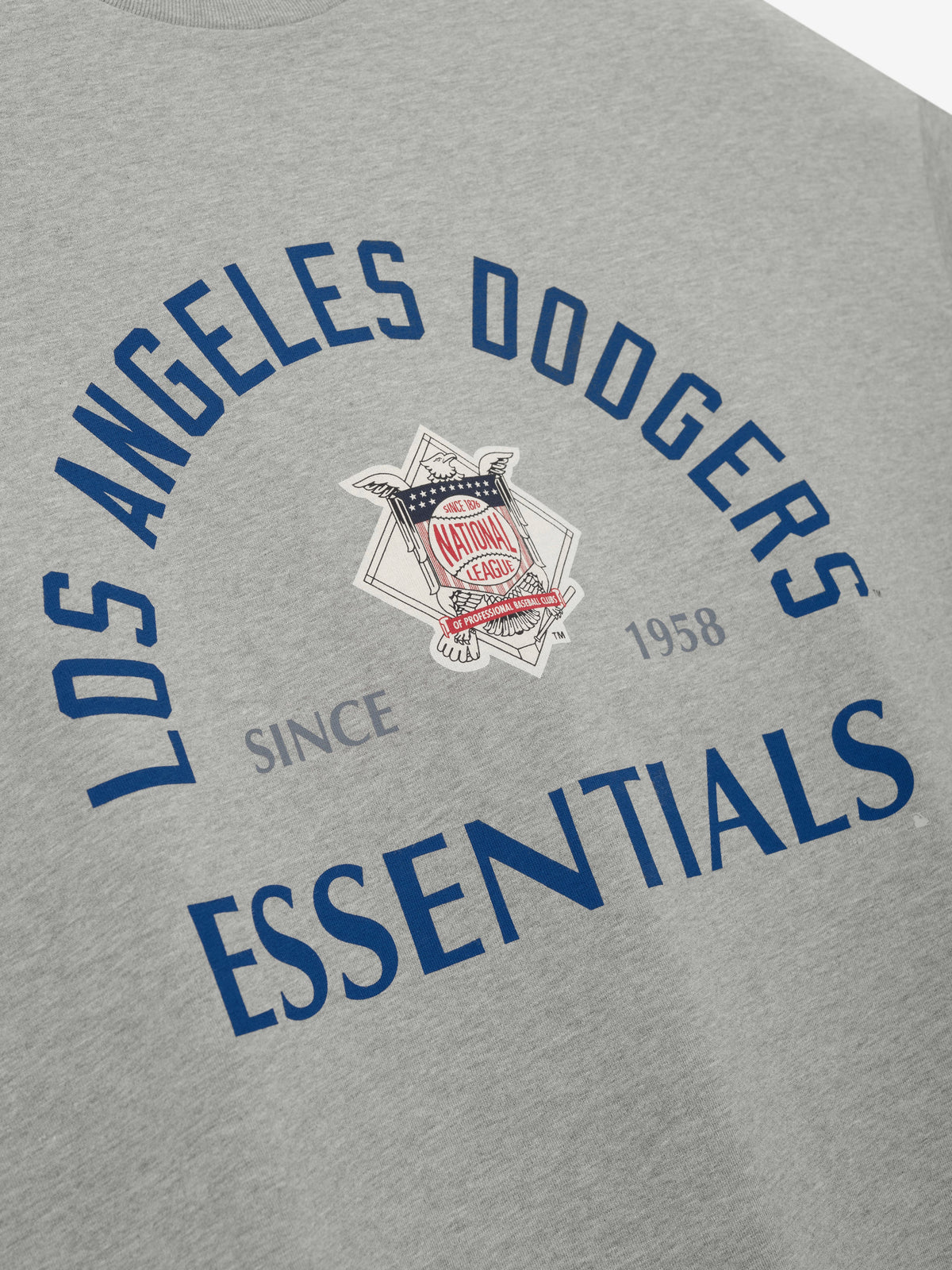 Fear of God Essentials Dodgers National League Merch Tee Concrete Heather - Im Your Wardrobe