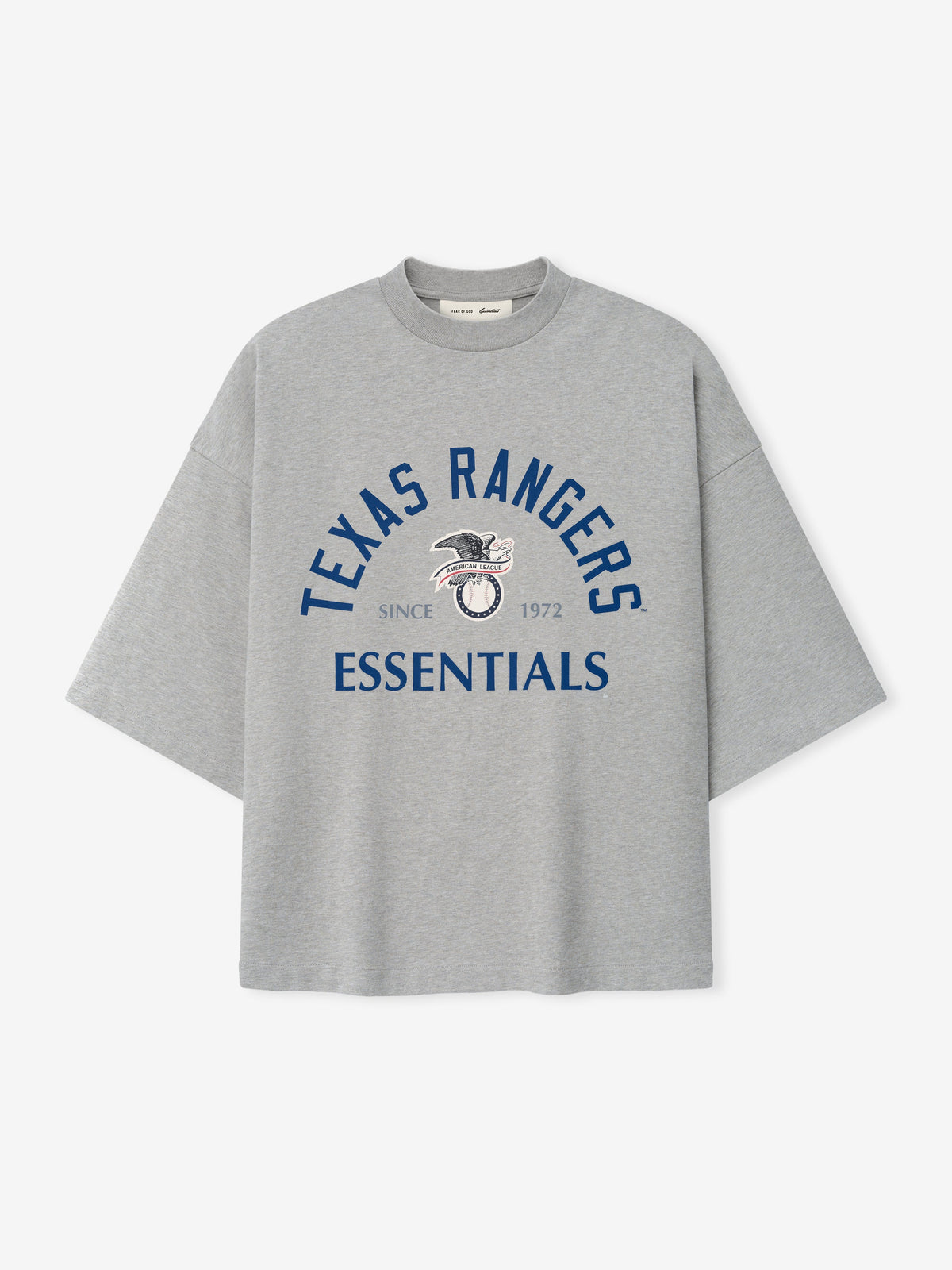 Fear of God Essentials Rangers American League Merch Tee Concrete Heather - Im Your Wardrobe