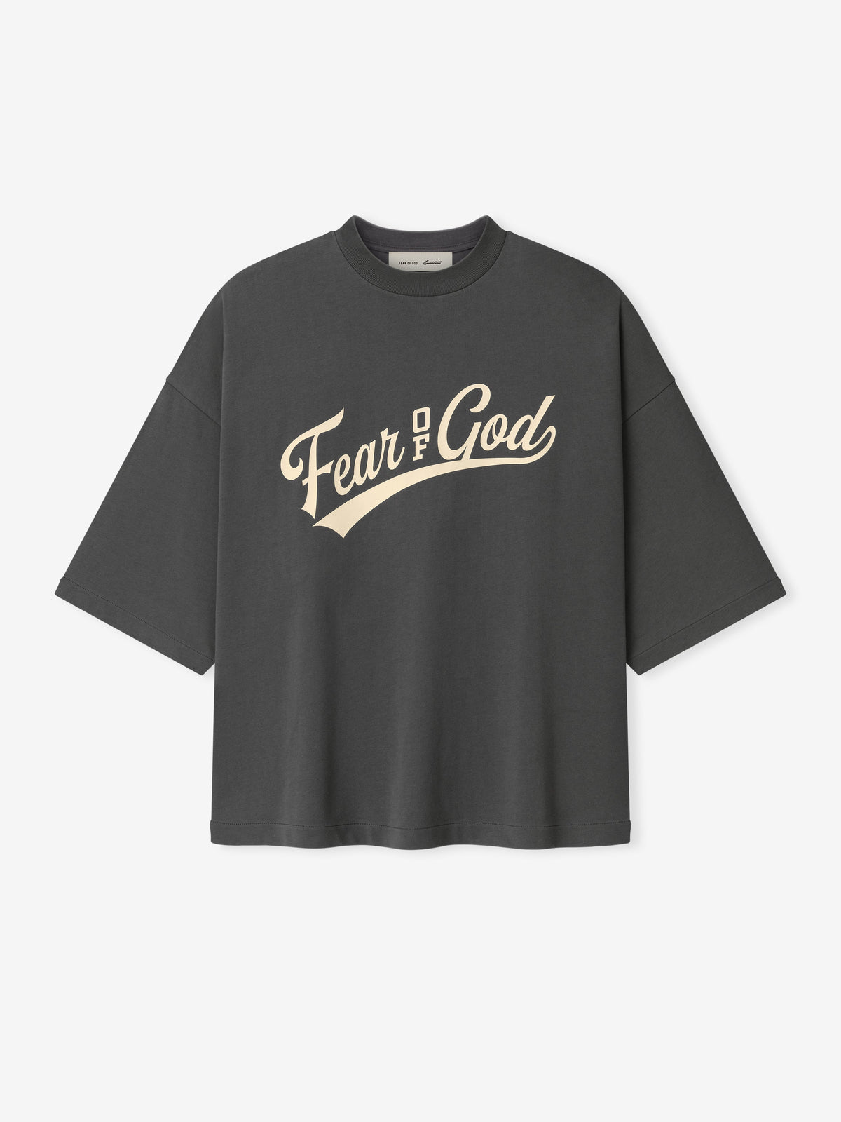 Fear of God Essentials Merch Tee Boxy Fit Crackle 26 Iron Grey - Im Your Wardrobe