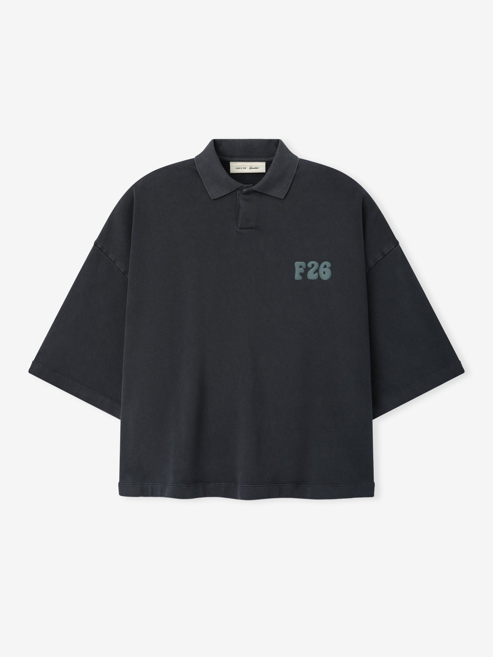Fear of God Essentials Heavy Jersey Cropped Polo Washed Iron Grey