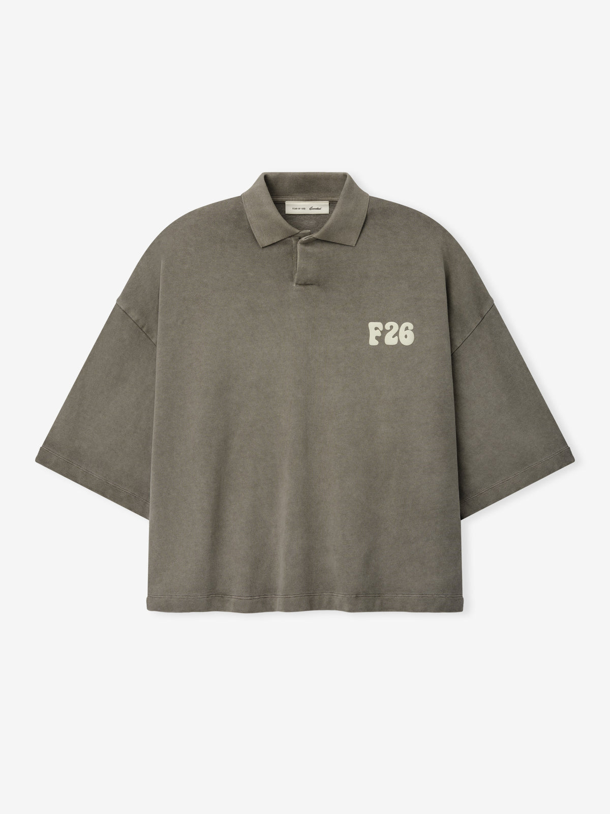 Fear of God Essentials Heavy Jersey Cropped Polo Washed Seal - Im Your Wardrobe