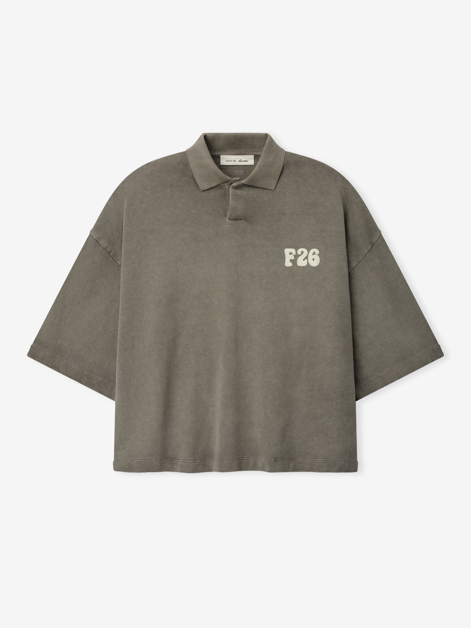Fear of God Essentials Heavy Jersey Cropped Polo Washed Seal