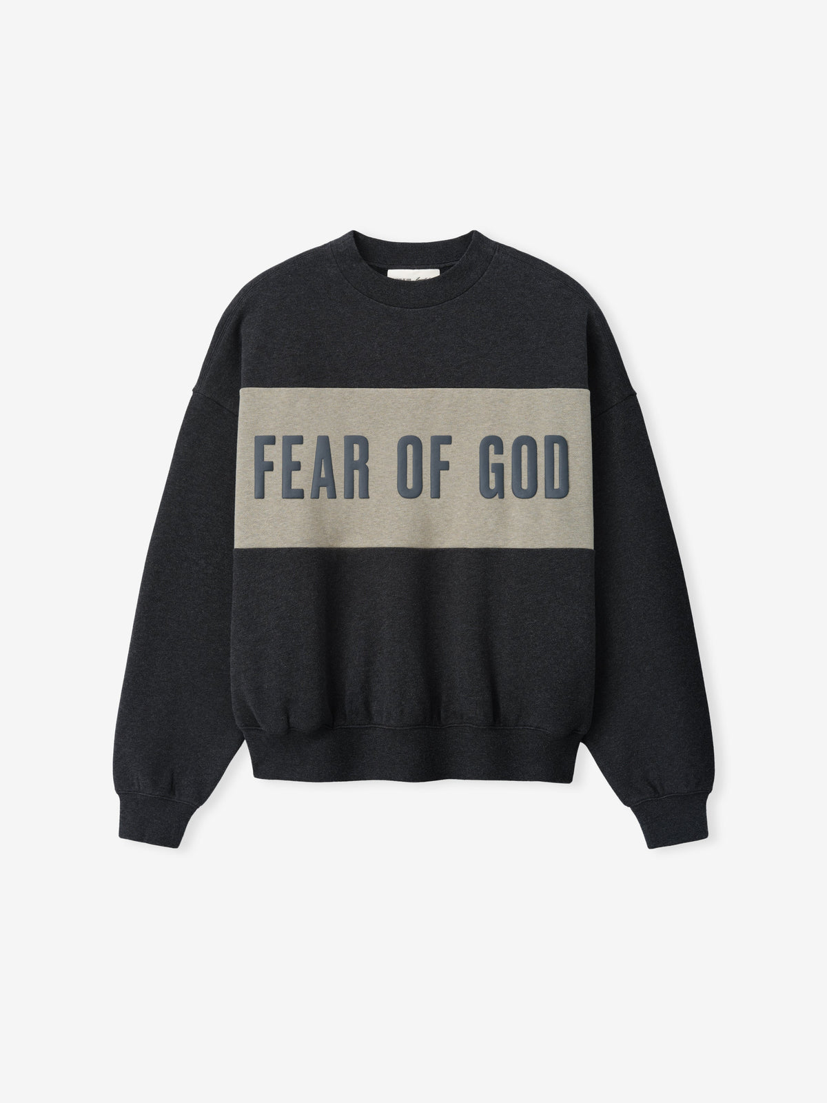 Fear of God Essentials Cropped Relaxed Panelled Sweatshirt Iron Grey Heather/ Seal Heather - Im Your Wardrobe