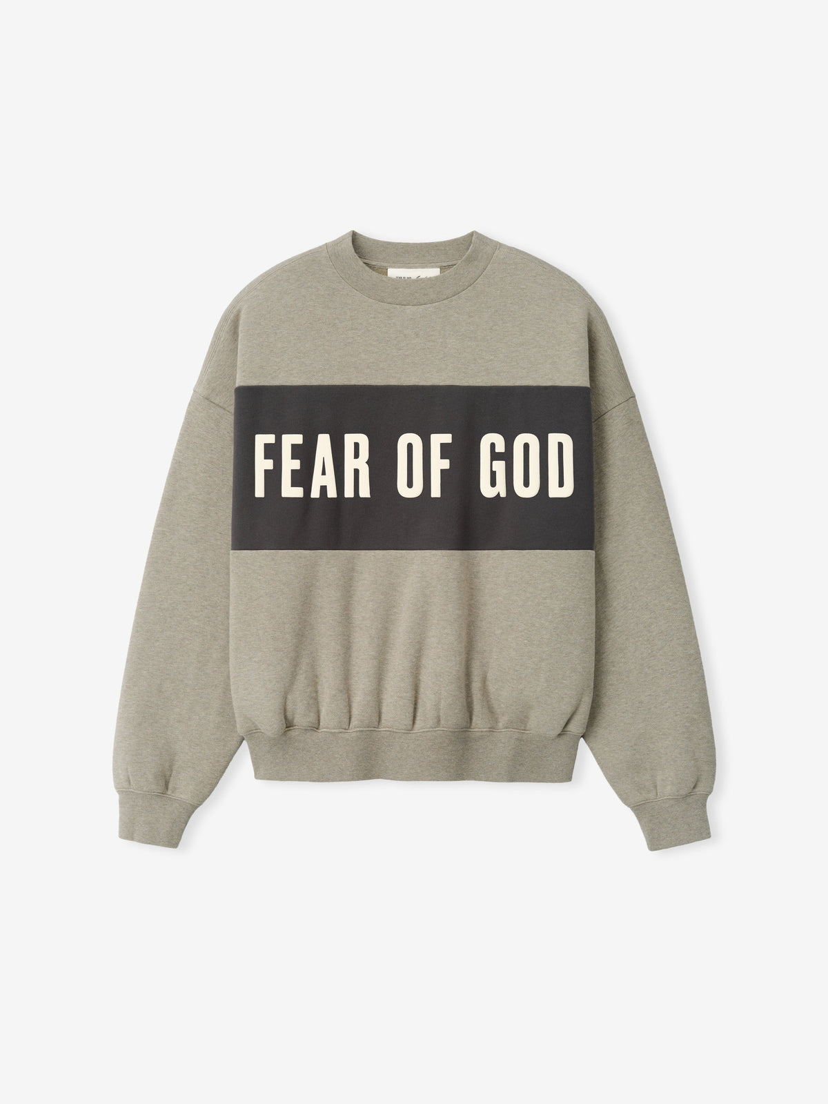 Fear of God Essentials Cropped Relaxed Panelled Sweatshirt Seal Heather/ Iron Grey - Im Your Wardrobe