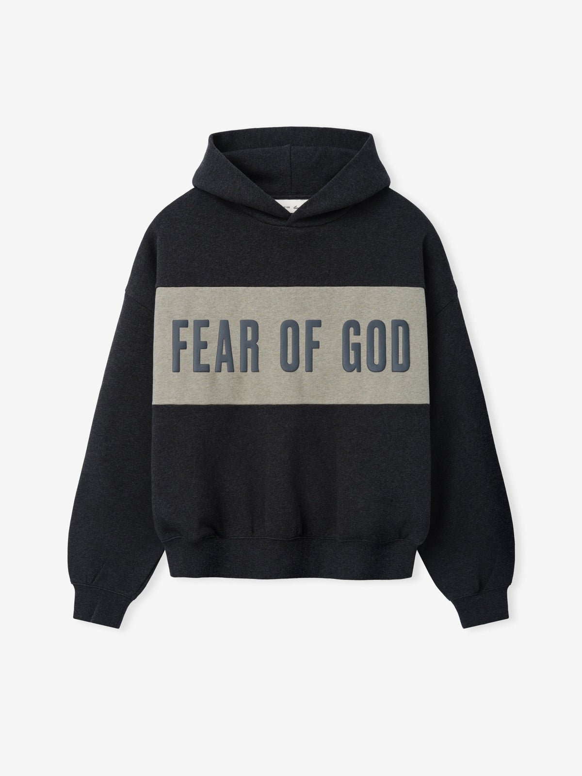 Fear of God Essentials Cropped Relaxed Panelled Hoodie Iron Grey Heather/ Seal Heather - Im Your Wardrobe