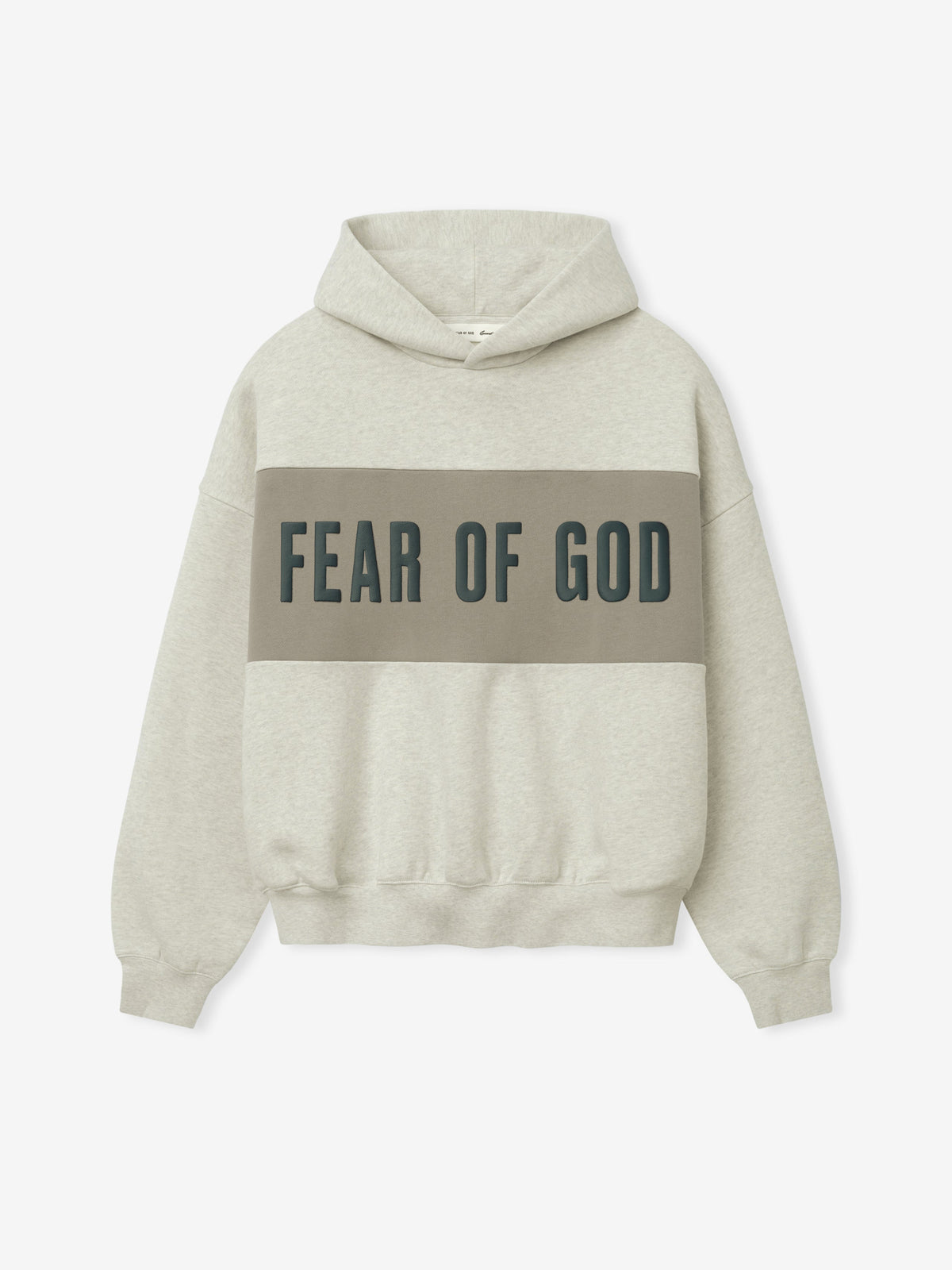 Fear of God Essentials Cropped Relaxed Panelled Hoodie Vanilla Heather/ Seal - Im Your Wardrobe