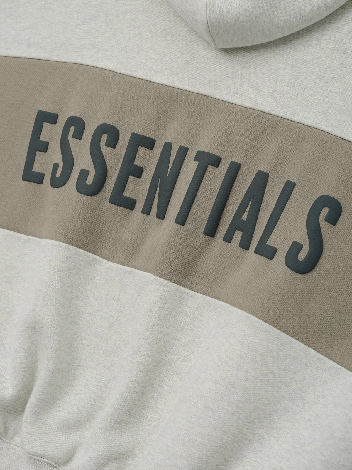 Fear of God Essentials Cropped Relaxed Panelled Hoodie Vanilla Heather/ Seal - Im Your Wardrobe