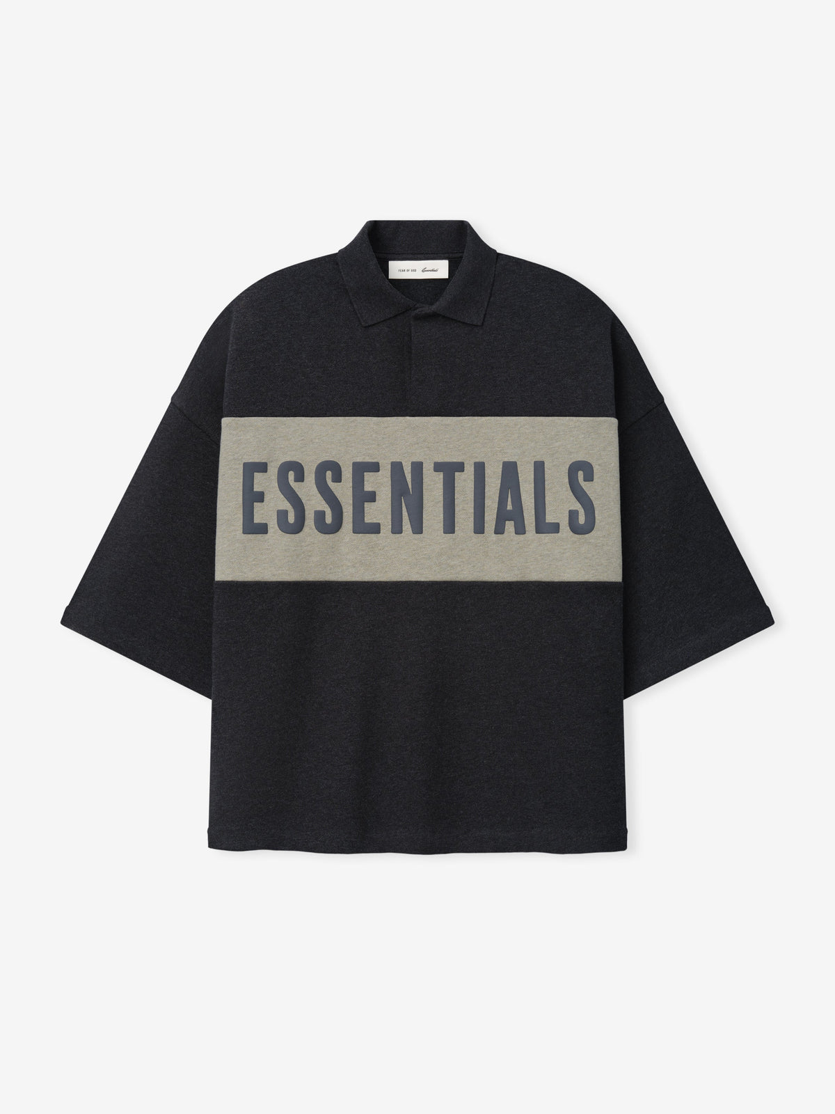 Fear of God Essentials Cropped Panelled Polo Iron Grey Heather/ Seal Heather - Im Your Wardrobe