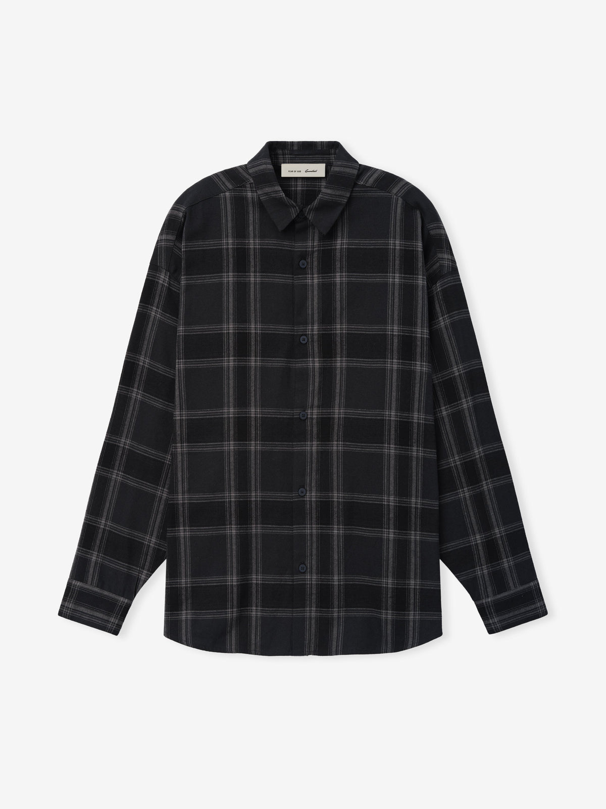 Fear of God Essentials Flannel Button Up Shirt Vintage Black Plaid - Im Your Wardrobe