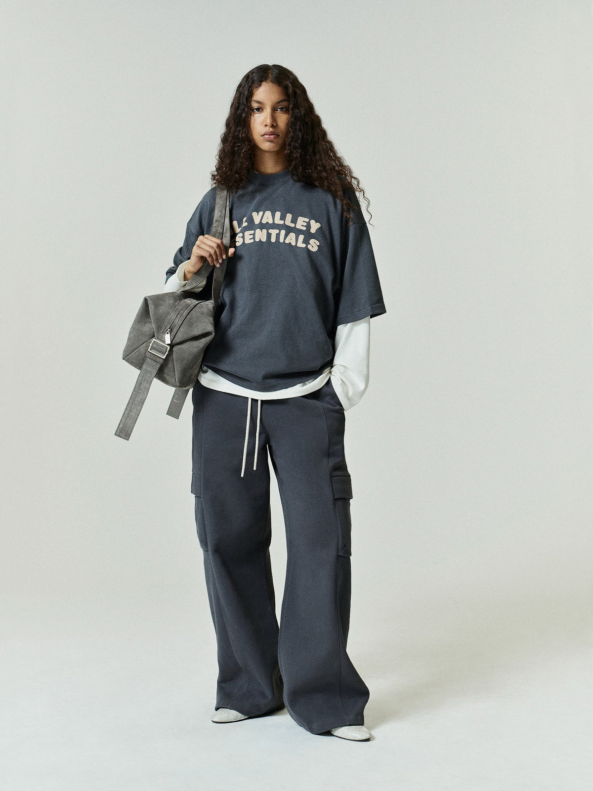 Fear of God Essentials Women's Sport Mesh Merch Tee Iron Grey