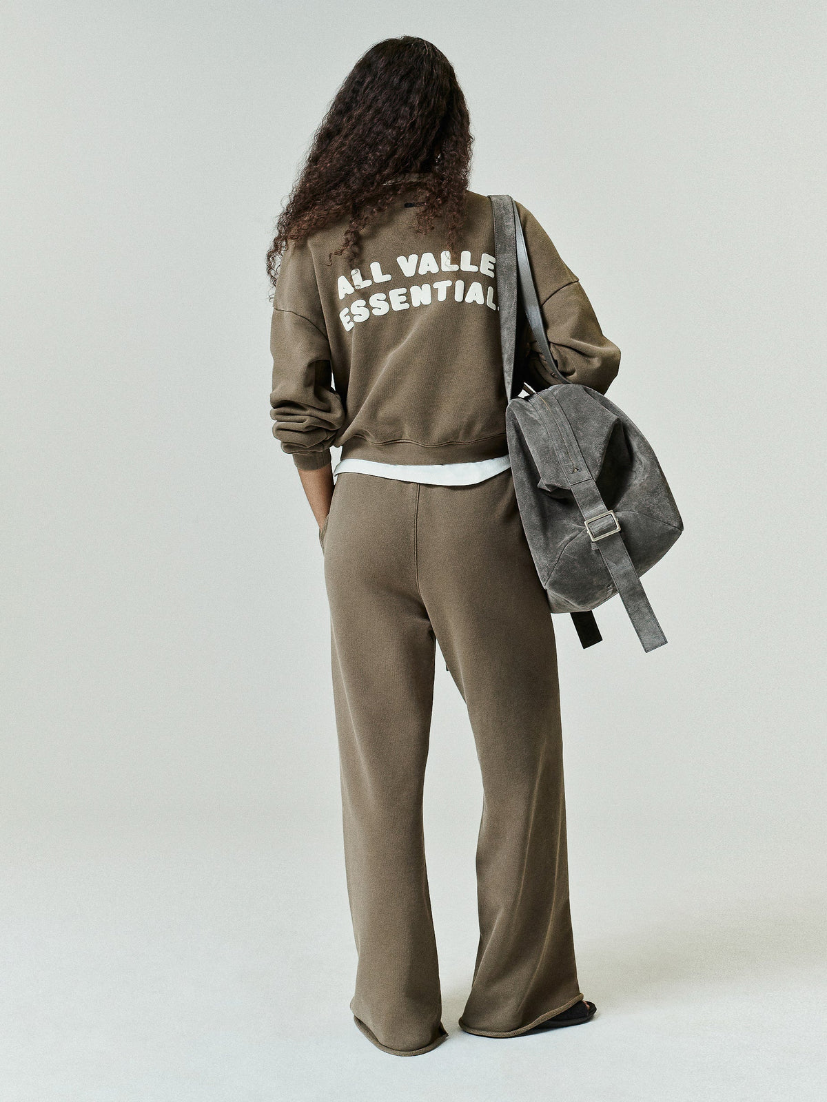 Fear of God Essentials Women's French Terry Relaxed Half Zip Washed Moss