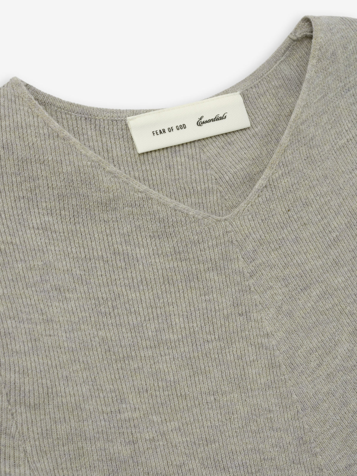 Fear of God Essentials Women's Rib Knit Chevron V-Neck Pyrite Heather