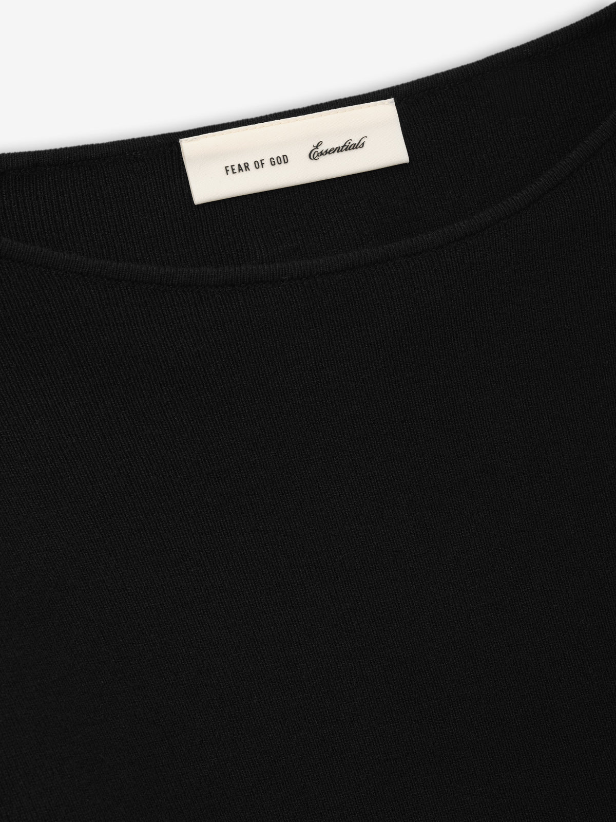 Fear of God Essentials Women's Rib Knit Modern Cropped Boatneck Vintage Black