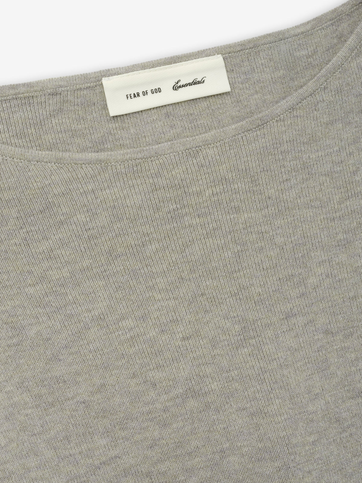 Fear of God Essentials Women's Rib Knit Modern Cropped Boatneck Pyrite Heather