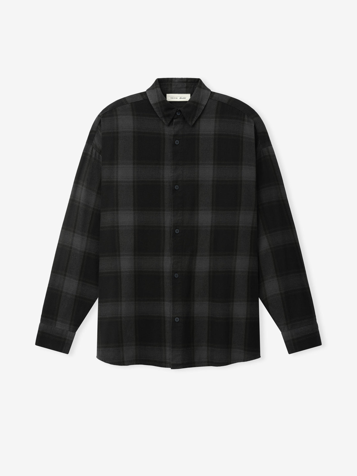 Fear of God Essentials Button Down Shirt Overdyed Vintage Black Plaid