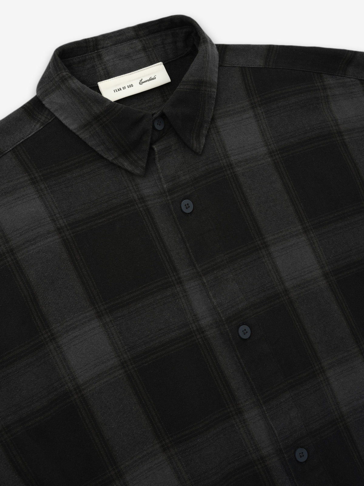 Fear of God Essentials Button Down Shirt Overdyed Vintage Black Plaid
