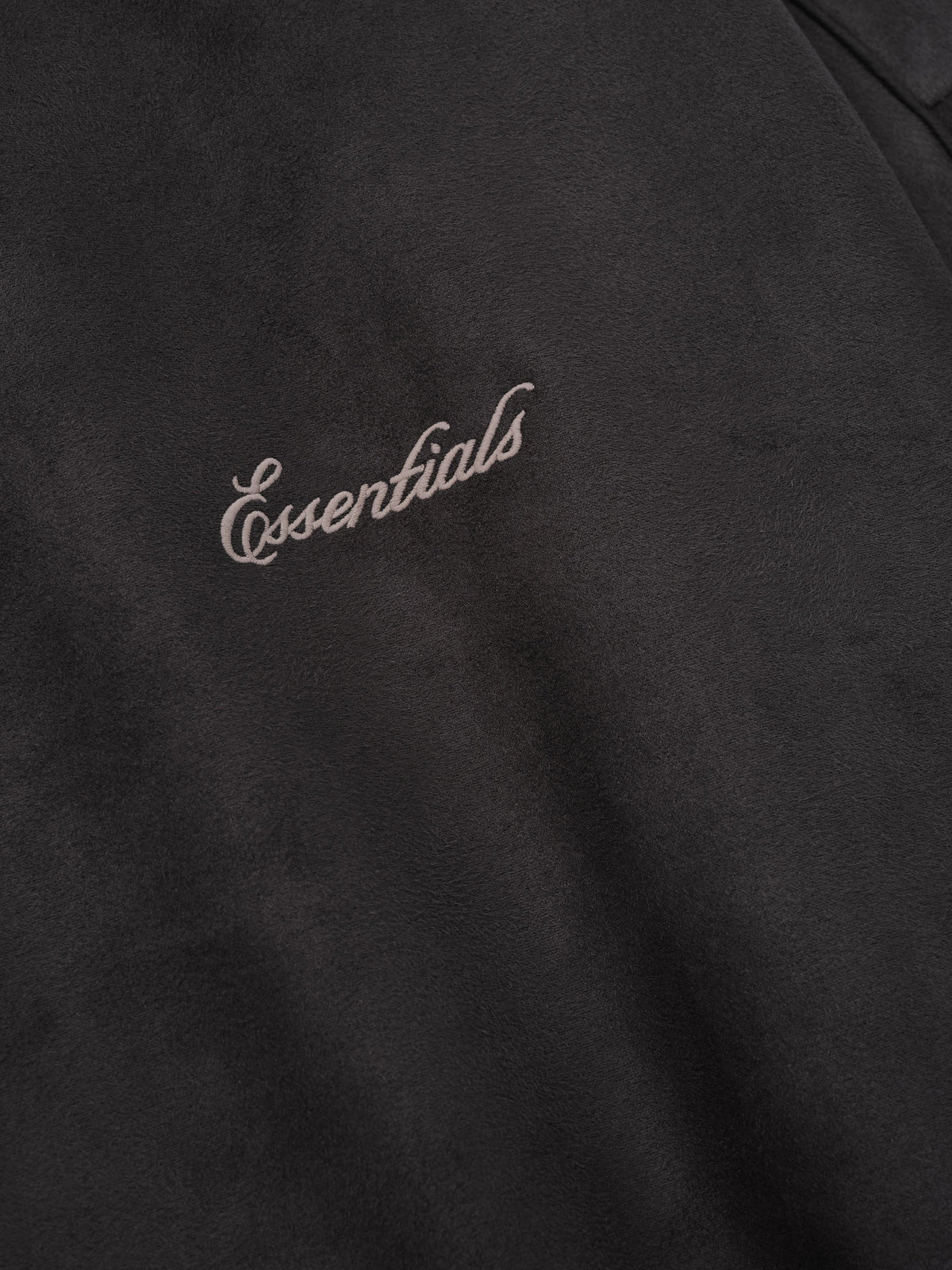 Fear of God Essentials Suede Fleece Signature Modern Crewneck Sweatshirt W/ Piping Ink Black