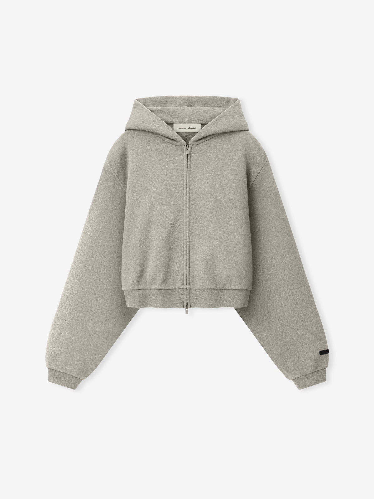 Fear of God Essentials Women's Embossed Cropped Zip-Up Hoodie Warm Heather