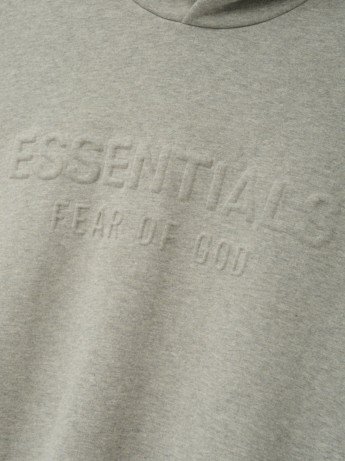 Fear of God Essentials Embossed FW26 90s Relaxed Hoodie Warm Heather - Im Your Wardrobe