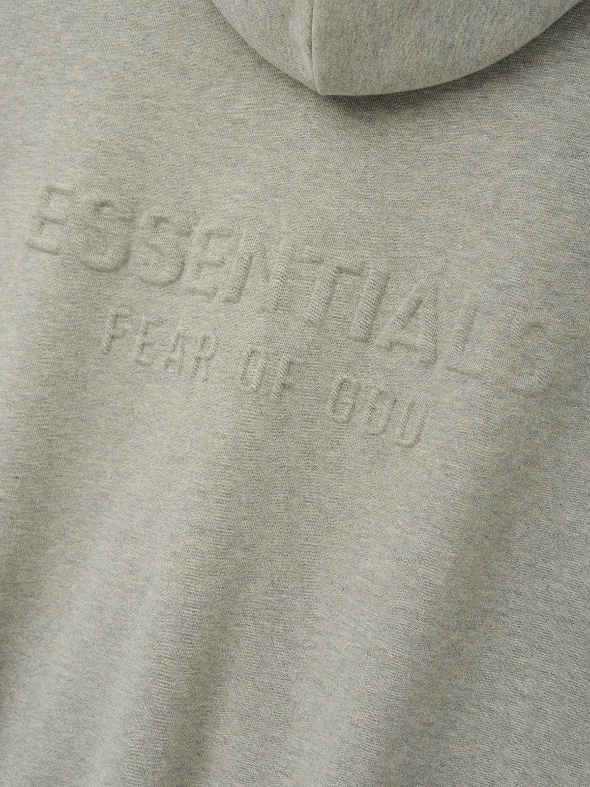 Fear of God Essentials Embossed FW26 90s Relaxed Zip Up Hoodie Ash Heather - Im Your Wardrobe