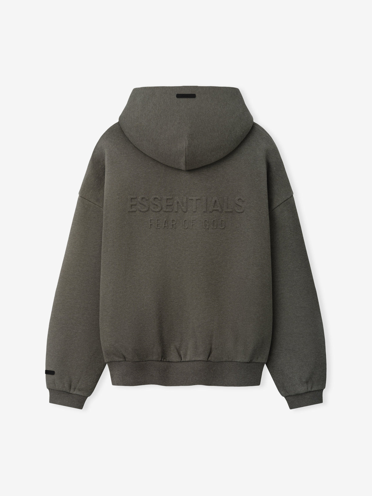 Fear of God Essentials Embossed FW26 90s Relaxed Zip-Up Hoodie Warm Heather - Im Your Wardrobe