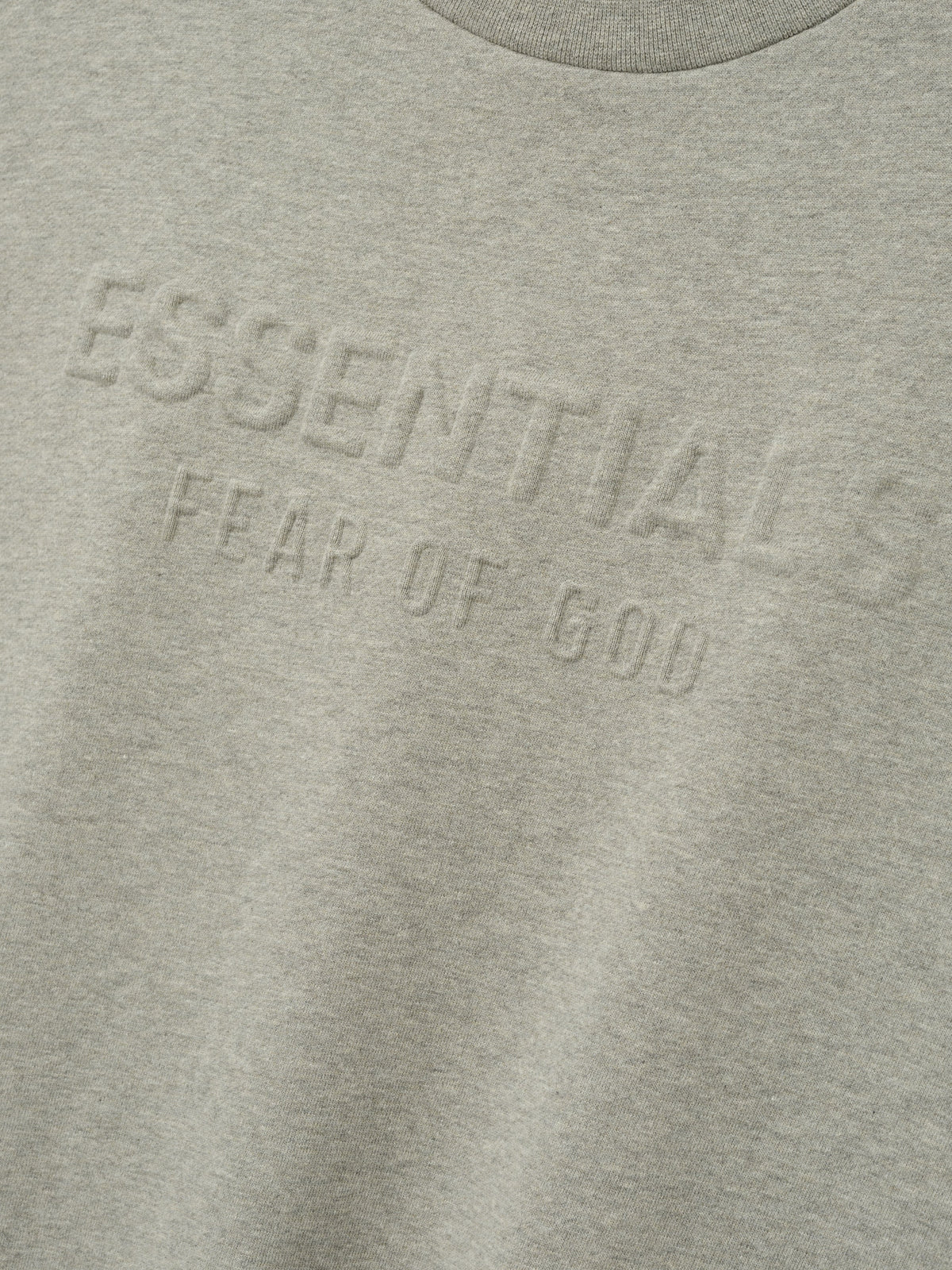 Fear of God Essentials Embossed FW26 90s Relaxed Crewneck Warm Heather - Im Your Wardrobe