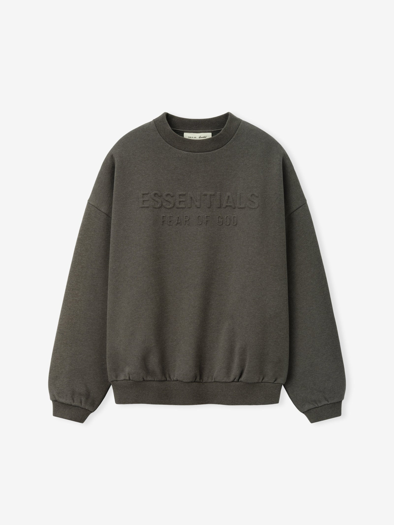 Fear of God Essentials Embossed FW26 90s Relaxed Crewneck Ash Heather - Im Your Wardrobe