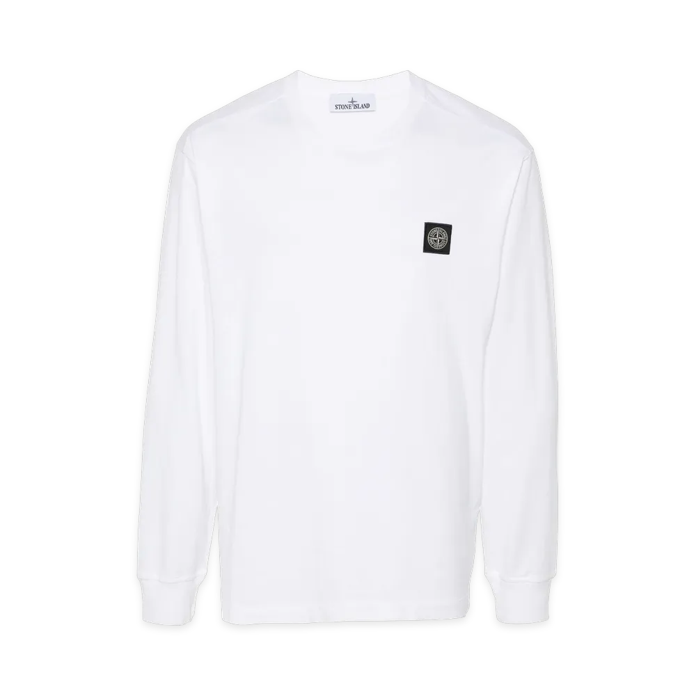 Stone Island Long Sleeve Patch Logo T-Shirt White