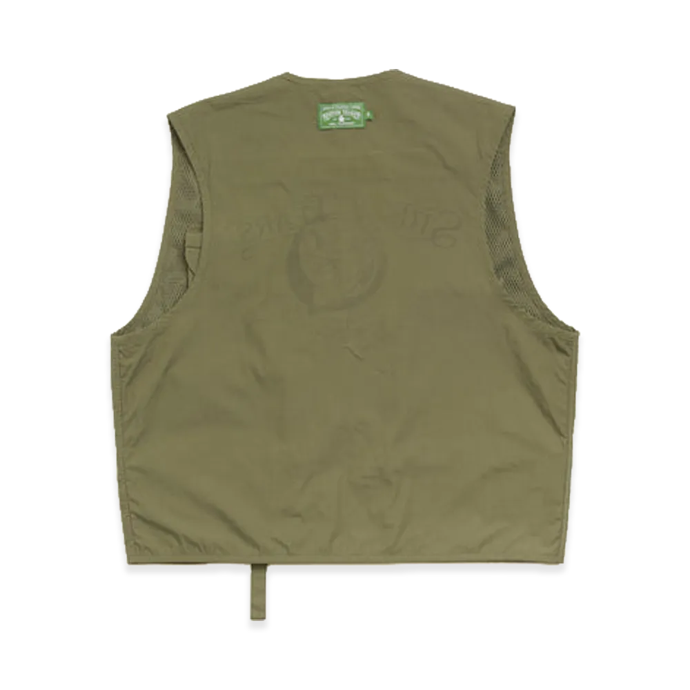 Stussy x Denim Tears Fishing Vest Green back