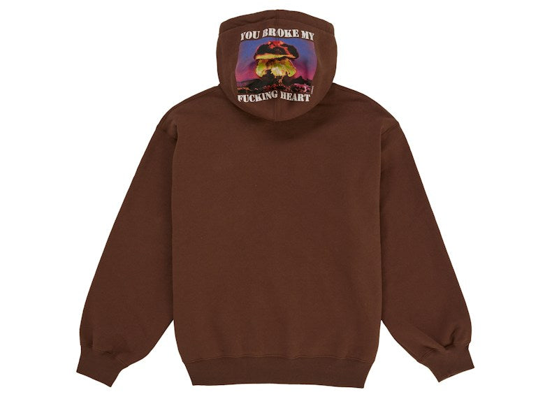 Supreme Heart Hooded Sweatshirt Brown