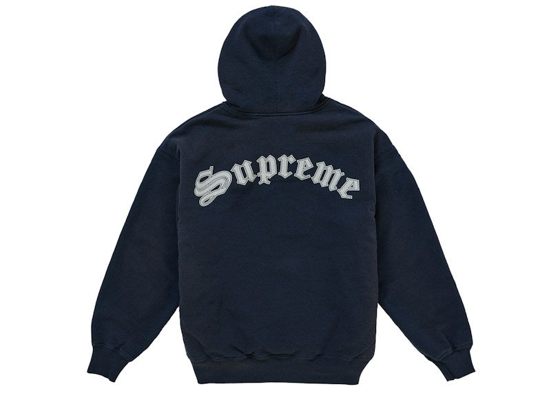 Supreme Shearling Lined Zip Up Hooded Sweatshirt Navy
