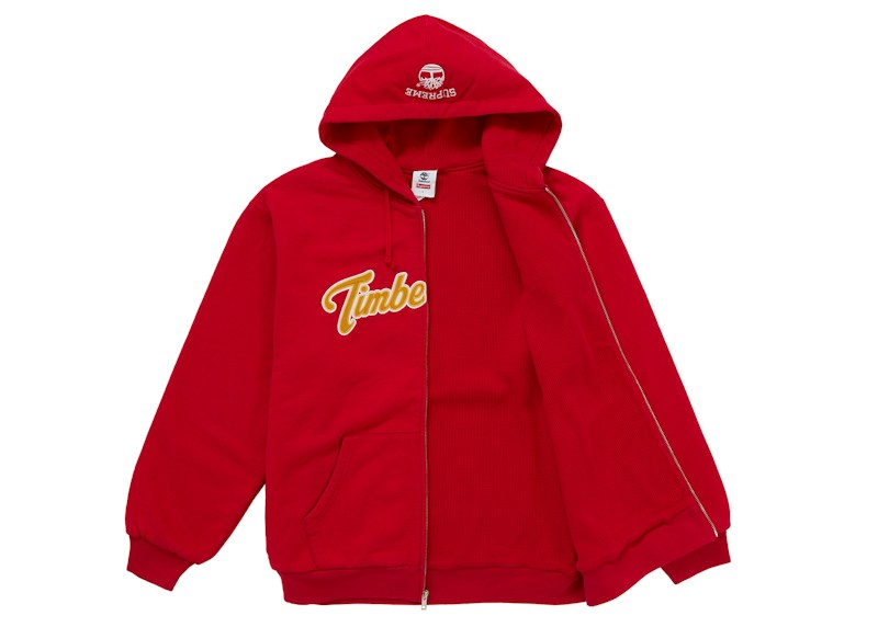 Supreme x Timberland Thermal Lined Zip Up Hooded Sweatshirt Red