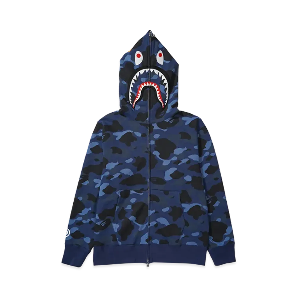 A Bathing Ape Color Camo Shark Full Zip Hoodie Navy
