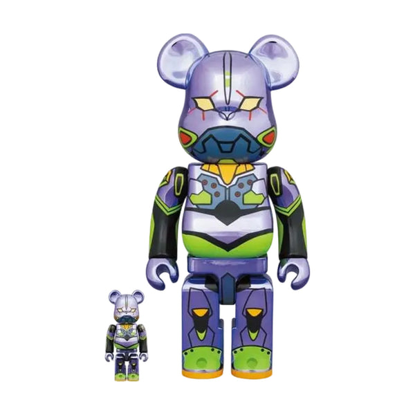 BE@RBRICK Evangelion Unit-01 Chrome 100% & 400% Set front