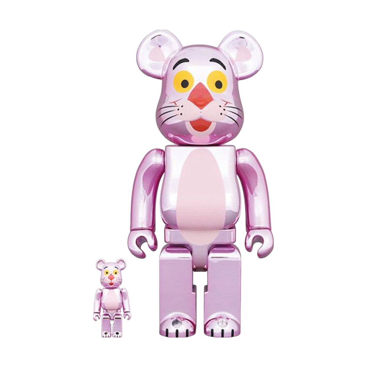 BE@RBRICK Pink Panther Chrome 100% & 400% Set front