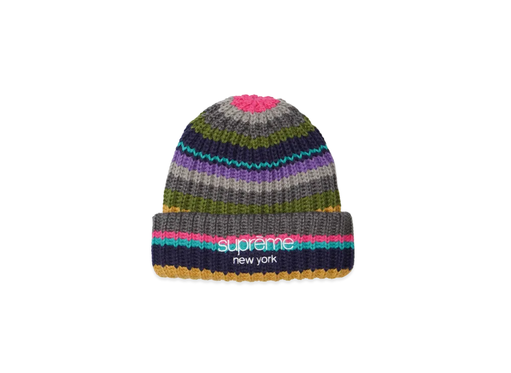 Supreme Classic Logo Chunky Ribbed Beanie Multi