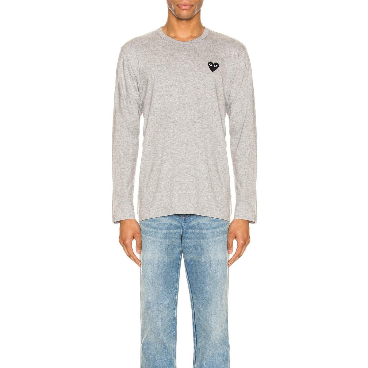 Comme des Garcons PLAY Black Emblem Cotton Long Sleeve Tee Grey - Im Your Wardrobe