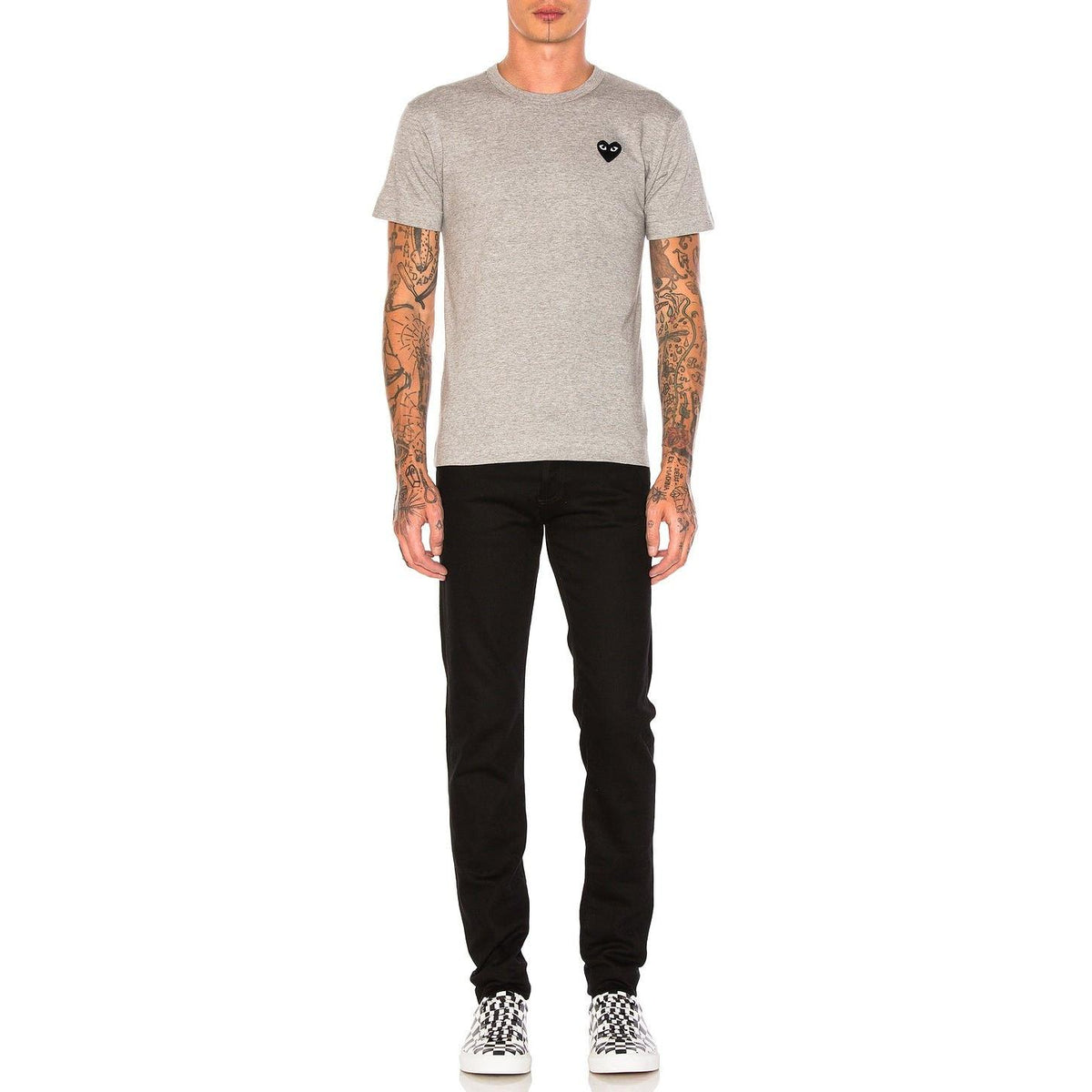 Comme des Garcons PLAY Black Emblem Cotton Tee Grey - Im Your Wardrobe