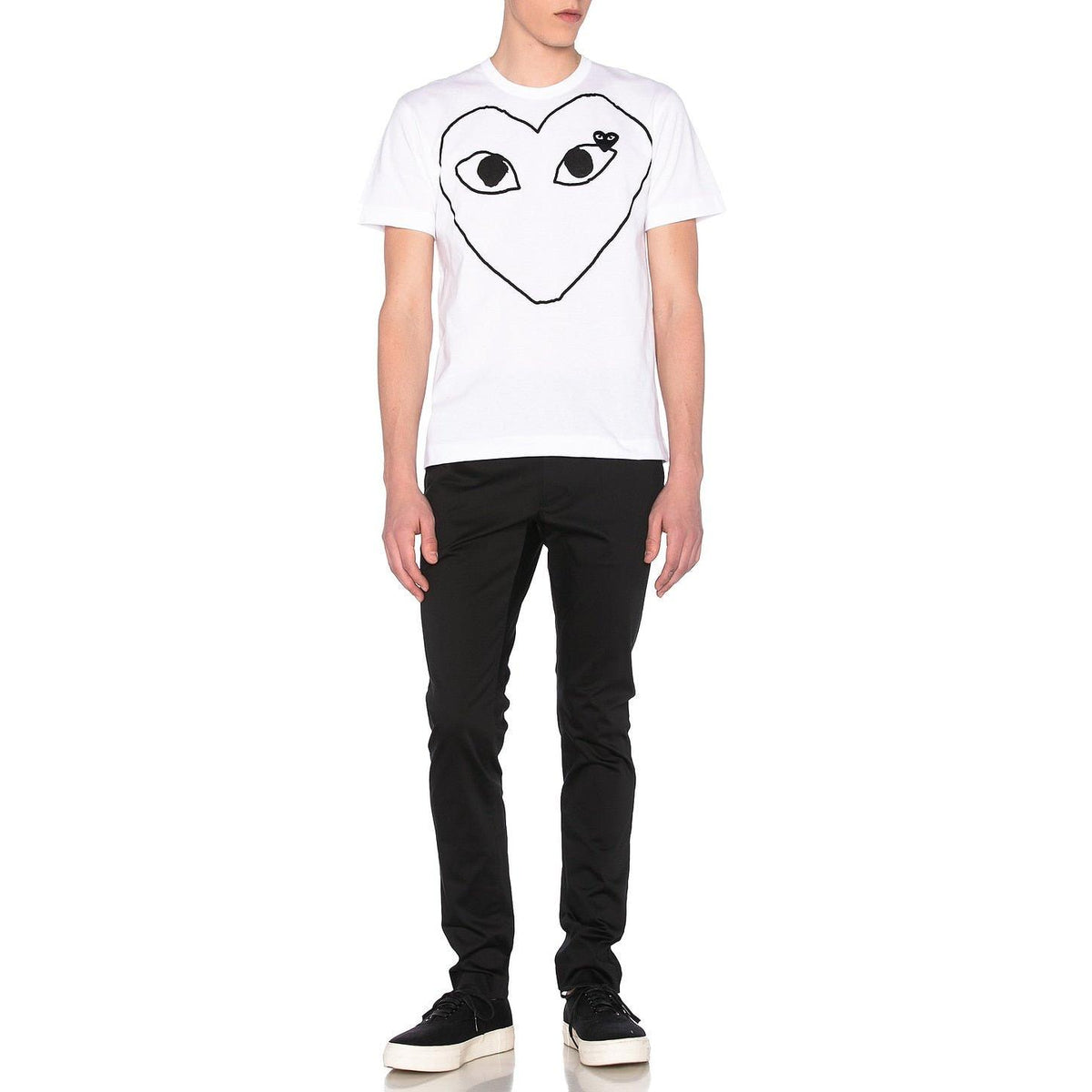Comme des Garcons PLAY Black Emblem Cotton Tee White - Im Your Wardrobe