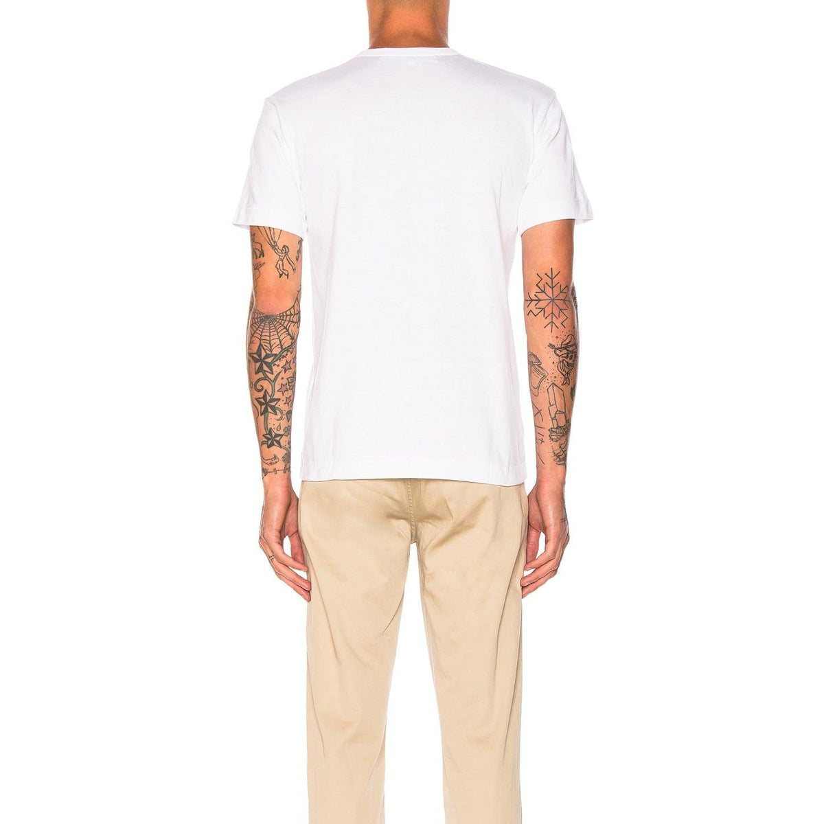 Comme des Garcons PLAY Blue Eyes Black Emblem Cotton Tee White - Im Your Wardrobe