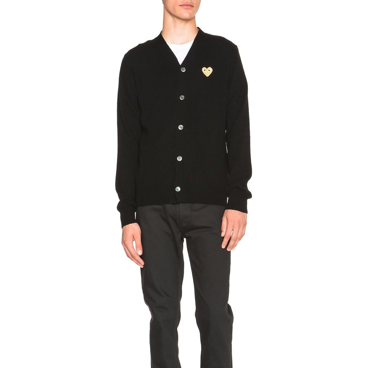 Comme des Garcons PLAY Cardigan With Gold Emblem Black - Im Your Wardrobe