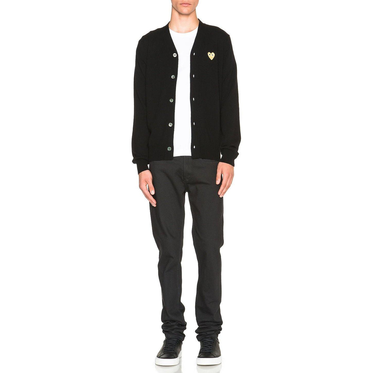 Comme des Garcons PLAY Cardigan With Gold Emblem Black - Im Your Wardrobe