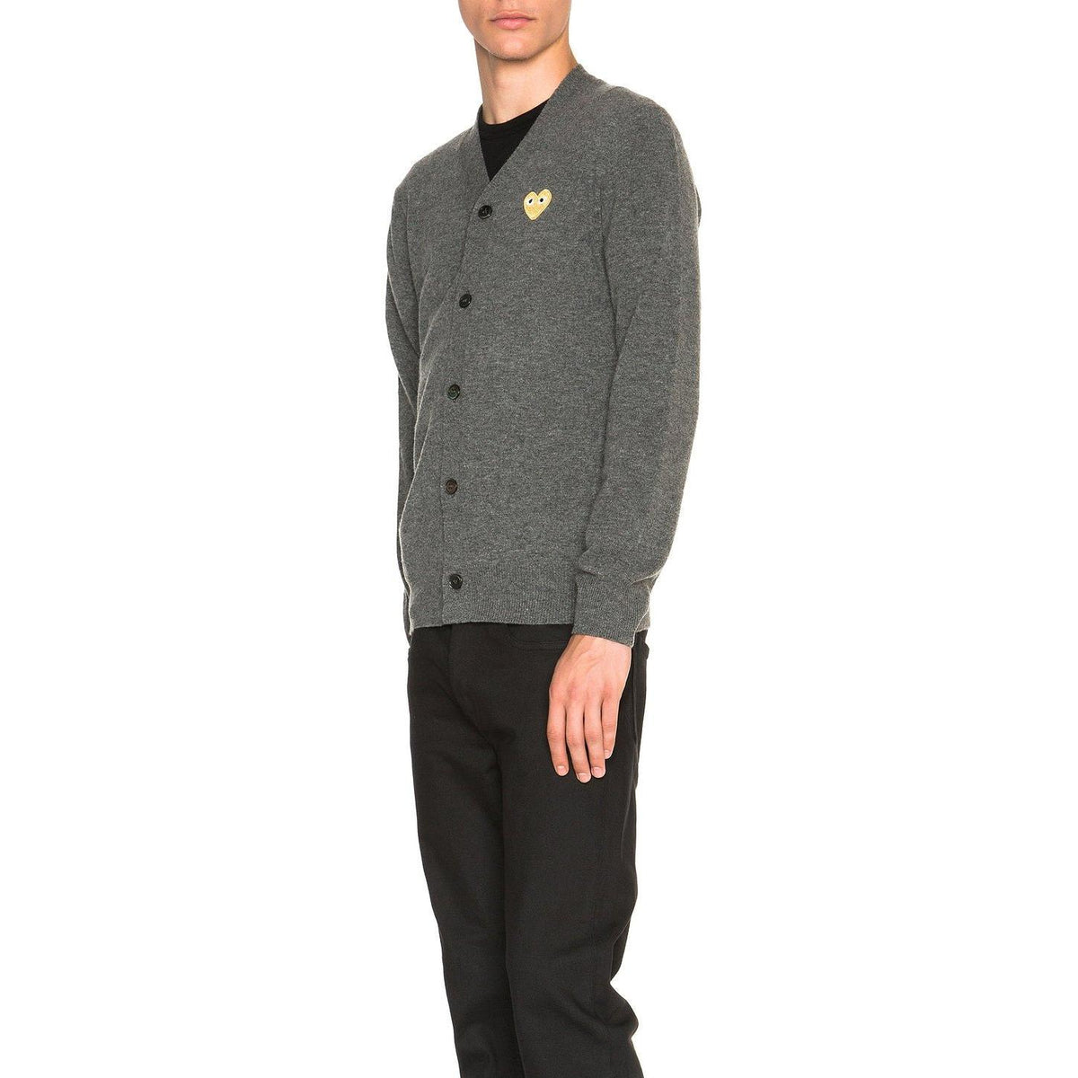 Comme des Garcons PLAY Cardigan With Gold Emblem Grey - Im Your Wardrobe